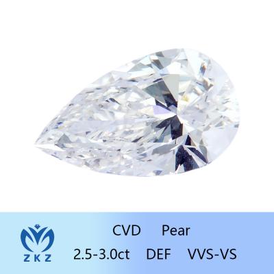 China 2.5ct-3ct Synthetic As Grown CVD Lab Grown Diamond Loose Pear Cut Diamond for sale