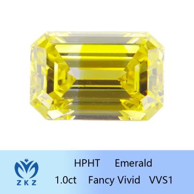 China HPHT 1ct Lab Created Yellow Diamonds Emerald Cut VVS Clarity IGI gecertificeerd Te koop