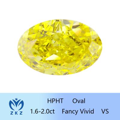 China Oval Cut HPHT Synthetic Yellow Diamonds Fancy Vivid 1.6ct To 2.0ct for sale