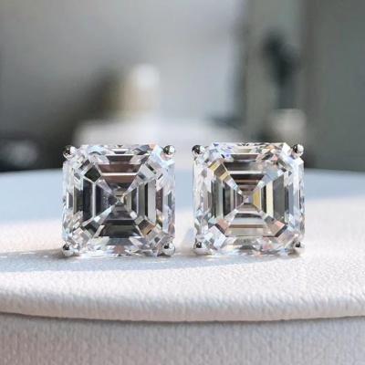 China Asscher Cut Diamond Earring Stud Lab Engineered Diamonds Jewelry for sale