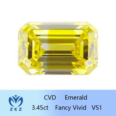 China Het losse HPHT-Laboratorium leidde tot Geel Gediplomeerd Diamond Emerald Cut IGI Te koop