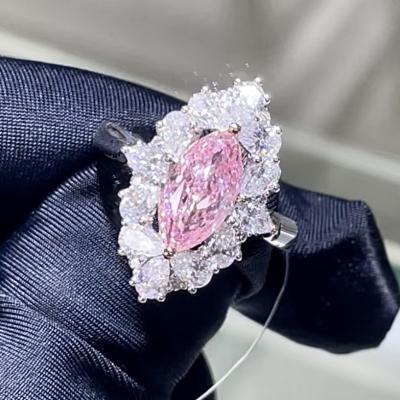 China 18k Lab Grown Pink Diamond Ring Marquise Shape Jewelry Elegant Style For Party for sale