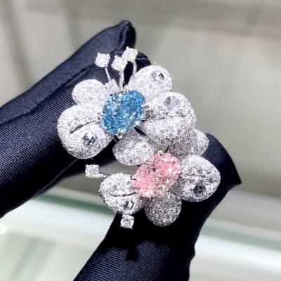 China 18k forma ovalada de dos colores estilo anillo laboratorio crecido rosa anillo de diamante lujo y diseño exquisito para la fiesta para el banquete en venta