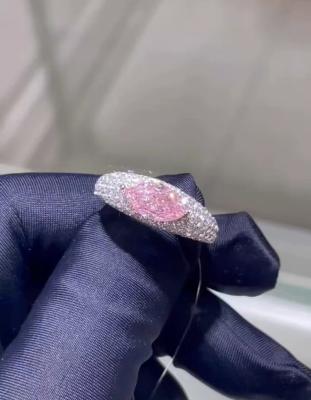 China Marquise Lab Grown Diamond Jewelry Pink CVD Diamond Ring 18k White Gold Pass The Test for sale