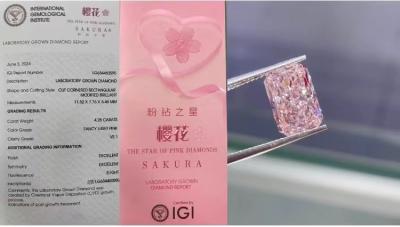 China Fancy Sakura Pink Diamond Lab Created Colored Pink Lab Grown Diamond for sale