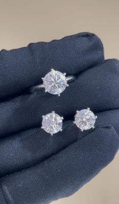 China Classic T Six Prongs Lab Grown Diamond Ring Stud Earrings Factory customization Engagement for sale