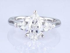 Pear Shape Diamond Ring Classic Design Three Stones Style White Lab Grown Diamond Ring