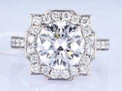 18k Cool Design Ring 3ct White Lab-Grown Diamond Ring Round Shape Synthetic Diamond Ring