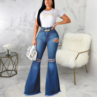 China Wholesale High Quality QUICK DRY Classic High Waist Slim Bell Bottom Jeans Ladies Stretch Leg Jeans Mujer Women Wide Leg Flare Jeans Pants for sale