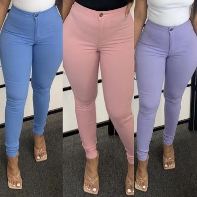 China Autumn QUICK DRY Solid Plus Size Elastic Waistband High Waist Pants Women Pencil Slim Fitness 2021 Casual Skinny Stretch Pants for sale