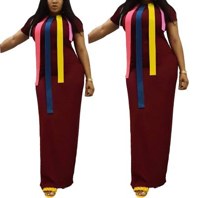 China Anti-static hot women's fashion vertical stripes dress women summer loose dress plus size maxi dress for sale