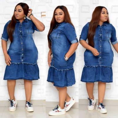 China New African women's fashion casual mother's wear wash denim pencil breathable clothes dress for sale