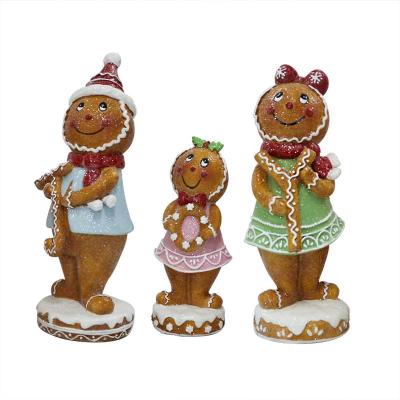 China Christmas Home Decor Resin Joy Gingerbread Man Family For Christmas Gifts for sale