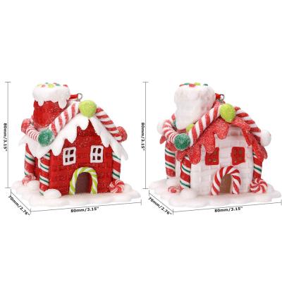 China Handwork Charms Christmas Tree Ornament Resin Gingerbread House Hanging Ornament for sale