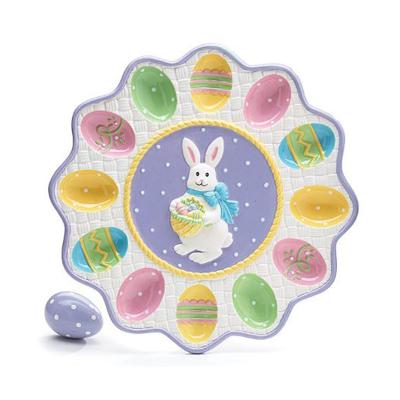 China Ceramic Easter Egg Holder Bunny Tray Holds 12 Eggs for sale