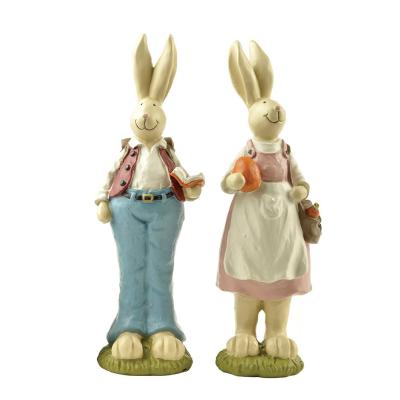 China Polyresin Easter Bunny For Easter Decor Holiday Rabbit Figurines Resin Easter Bunny Poly for sale