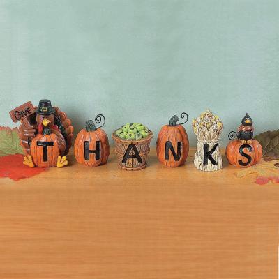 China Resin Pumpkin Thank You Sign Set of 6 Pumpkins 