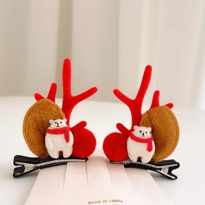 China 2021 Color Hair Pin Hairpin Side Clip Christmas Kids Hair Accessories 1pair Antler for sale