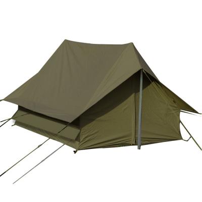 China Waterproof Waterpoof Cotton Canvas Large Family Camp Flat Roof Folding Canopy Top Tent For Outdoor Camping for sale