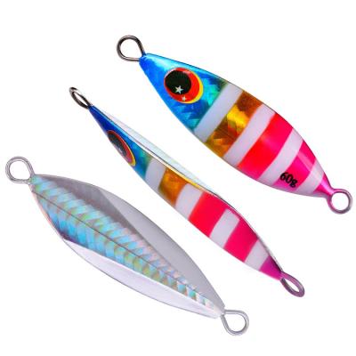 China Bright Color Slow Pitch Baits Lures Iron Plate Lead Fishing Lure Jig Metal With Hooks for sale