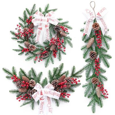 China Durable Artificial Living Room Home Party Wedding Decorations DIY Garland Wall Decor Christmas Hanging Wreath For Front Door for sale