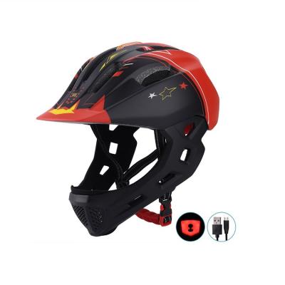 China Detachable Cycling Helmet Ultralight Breathable Full Face Kids Bike Helmet With USB Light For Bicycle Scooter Roller for sale