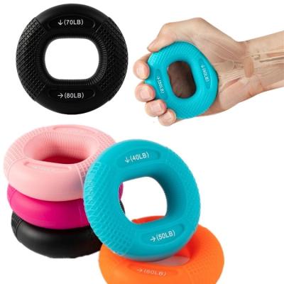 China Adjustable Hand Strength Training 20-80LB Silicone Hand Grip Grasping Ring Hand Grips Strengthener for sale