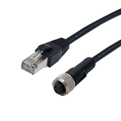 China IP67 M12 8pin sensor or automation female to RJ45 shielded connector cable for sale