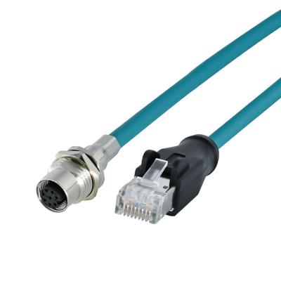 China Automotive / power / auto industrial sensor / M12 8 pin / industrial cable male female connector etc. to the cable connector of the RJ45 adapter for sale