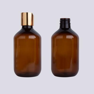 China PET 350ml Cosmetic Bottle Shampoo Bottle Spot Goods Amber Plastic Lotion Bottle With Press Cap Te koop