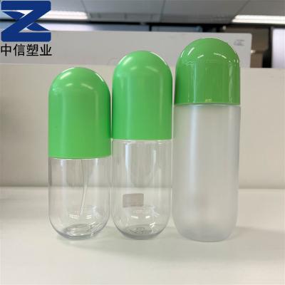 China Capsule Shape Bottle PET 120/250/350/450ml Lotion Bottle Cosmetic Plastic Makeup Remover Bottle Te koop