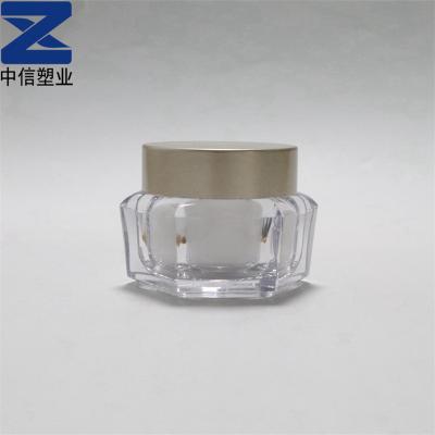 中国 Cosmetic Customized Hexagon Face Cream Jar AS 40g Plastic Cream Jar Eye Cream Jar For Skin Care 販売のため