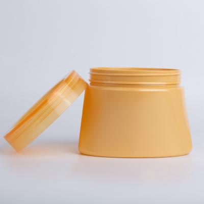 China 350g Yellow Oval Cream Plastic Jar Hair Conditioner Jar PET Cosmetics Jar Stain Cosmetic Goods For Cosmetic for sale