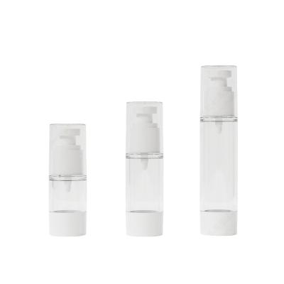 China 15ML 30ML 50ML Plastic Airless Pump Spray Bottle Clear White Airless Cosmetic Skin Care Toner Bottle zu verkaufen