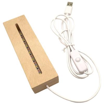 China Wooden Base Lamp Led Lamp Wooden Led Base With On Off Cable , Usb Wooden Base Led Lamp Color Changes for sale