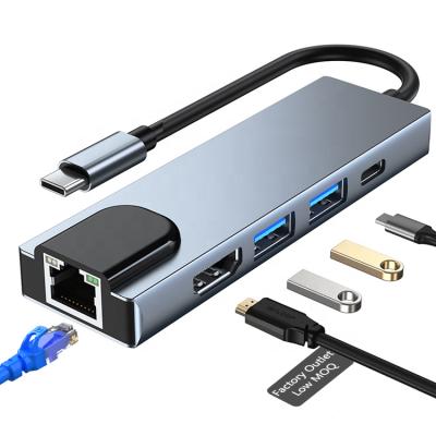 China Saves space supports plug in & Mini Usb C Displayport Hot Swappable Game And Hub With Ethernet , Usbc Hub Dual Usb Adapter , Usb Hub 3.0 Aluminum for sale