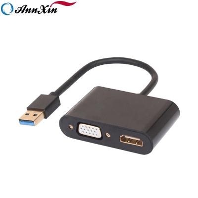 China COMPUTER 1080P USB 3.0 To HDMI VGA Adapter Video Audio Male To Famale Cable Multiport Dual Output For PC Laptop Tablet for sale