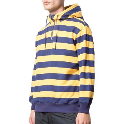 China Anti-Wrinkle Men's Fleece Terry Oversized Hoodies Sweatshirt Loose Fitted Pullover Striped Hoodies for sale