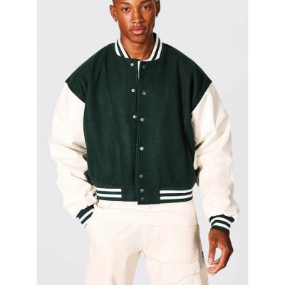 China Custom Classic Bomber Jacket Waterproof Striped Rib Outdoor Wear Ski Plus Class Boxy Mens Forest Green Bomber Varsity Jackets for sale