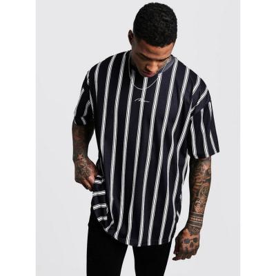 China 2021 Anti-Wrinkle Custom Logo Print Jersey T-shirt Plus Size T-shirts Mens Summer Oversized O-Neck Striped T Shirt Men for sale