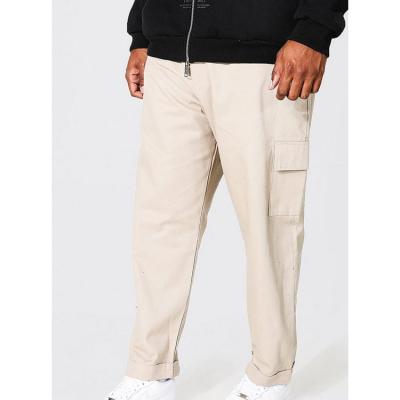 China Anti-Wrinkle Men's Casual Cotton Canvas Loose Skate Tailored Chinos Trousers Plus Twill Cargo Pants Cropped Trousers for sale