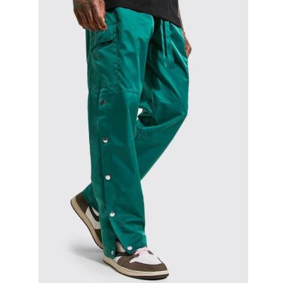 China Wholesale Men's Casual Pants Anti-wrinkle 100% Polyester Side Seam Side Button Straight Leg Cargo Pants for sale