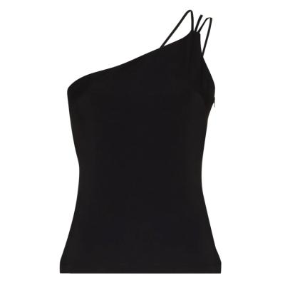 China Wholesale OEM Black QUICK DRY Asymmetrical Neck Women's Slim Straps Hidden Back Zipper Ladies One-Shoulder Attachment Sexy Tank Tops for sale