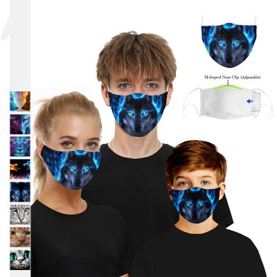 China Factory Wholesale Luminous Wolf Printing Mask Other Party Ear Hanging Adjustment Mask for sale