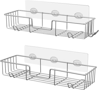 China Wall Mounted Type Wall Mounted Hook Adhesive Stainless Steel Shower Caddy Basket Rack for sale