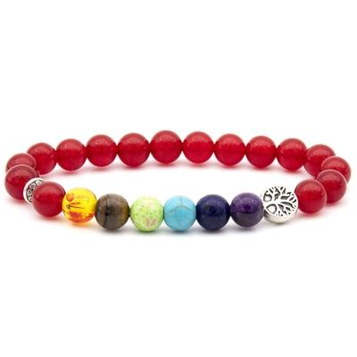 China TRENDY Fashion Mixed Color Quartz Stone Beads Bracelet Color Planet Beads Elastic Rope Bracelet for sale