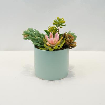 China Artificial Succulent Flowers Mini Potted Artificial Green Succulent Mini Artificial Succulent Home Garden Decoration for sale