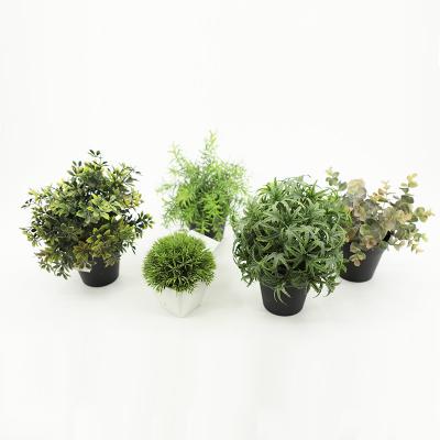 China Factory Wholesale Mini Potted Artificial Plants Mini Bonsai Artificial Small Potted Decoration Garden Greenery For Desktop Table for sale