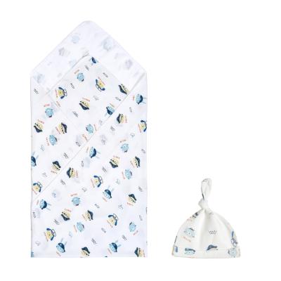 China Folded Newborn Cotton Wrapped Blanket With Hat 92cm*92cm for sale