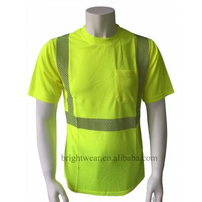 China Anti-Pilling ANSI 107-2020 Class 2 Short Sleeve Safety T-Shirt With Segmented Reflective Tape for sale